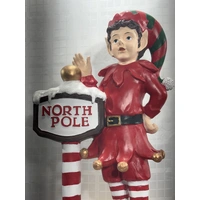 Resin Elf with North Pole Sign 
