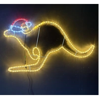 Warm White Kangaroo with Christmas Hat Rope Light Motif