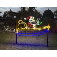 Large Santa in Speed Boat Rope Light Motif