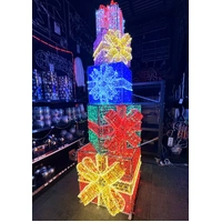 Colourful 3D Giant Present Stack Rope Light Motif 
