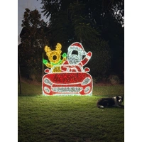 Santa Reindeer in Car Selfie Rope Light Motif