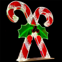 3D Crossed Candy Canes Rope Light Motif - 210cm