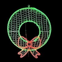 80cm Green Wreath/Red Bow Rope Light Motif
