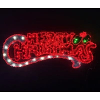 Tinsel Red Merry Christmas Rope Light Motif