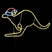 Warm White Kangaroo with Christmas Hat Rope Light Motif