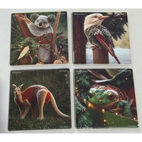 Set of 4 Aussie Christmas Animals Coasters