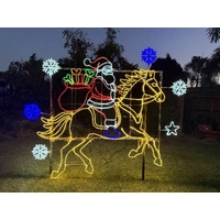 Santa on Horse/snowflakes Rope Light Motif 