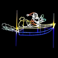 Large Santa in Speed Boat Rope Light Motif