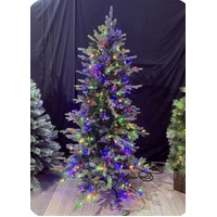 8 Foot Lit Slim Alpine Christmas Tree