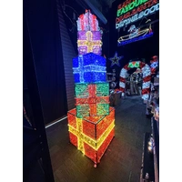 Colourful 3D Giant Present Stack Rope Light Motif 