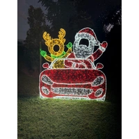 Santa Reindeer in Car Selfie Rope Light Motif