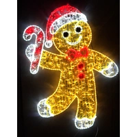 160cm Gingerbread Boy with Candy Cane Rope Light Motif 