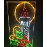 Single Candle with Poinsettia Rope Light Motif