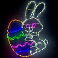 Rabbit Holding Easter Egg Rope Light Motif