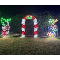 Red and White 3D Arch Rope Light Motif