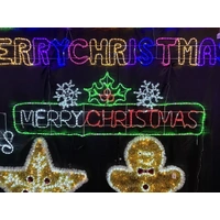 Merry Christmas with Holly/Snow Rope Light Motif 
