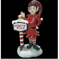 Resin Elf with North Pole Sign 