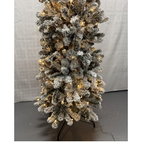7.5 Foot Pre Lit Flocked Ultra Slim Balsam Artificial Christmas Tree