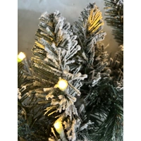 210cm Frosted Pine Lit Garland with Red Berries