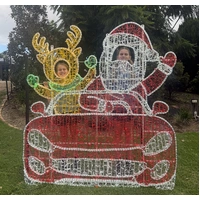 Santa Reindeer in Car Selfie Rope Light Motif