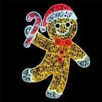 160cm Gingerbread Boy with Candy Cane Rope Light Motif 
