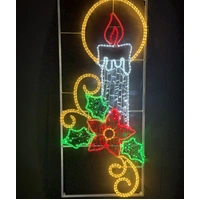 Single Candle with Poinsettia Rope Light Motif