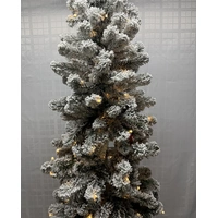 7.5 Foot Pre Lit Flocked Ultra Slim Balsam Artificial Christmas Tree