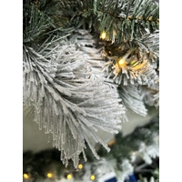 210cm Frosted Pine Lit Garland with Red Berries