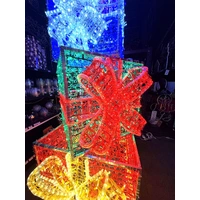 Colourful 3D Giant Present Stack Rope Light Motif 