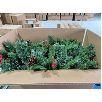 270cm Mixed Decoration Lit Green Christmas Garland