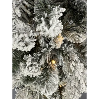 7.5 Foot Pre Lit Flocked Ultra Slim Balsam Artificial Christmas Tree