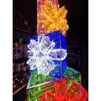 Colourful 3D Giant Present Stack Rope Light Motif 