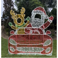 Santa Reindeer in Car Selfie Rope Light Motif