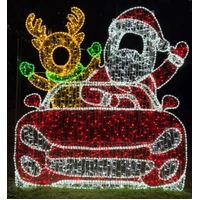 Santa Reindeer in Car Selfie Rope Light Motif