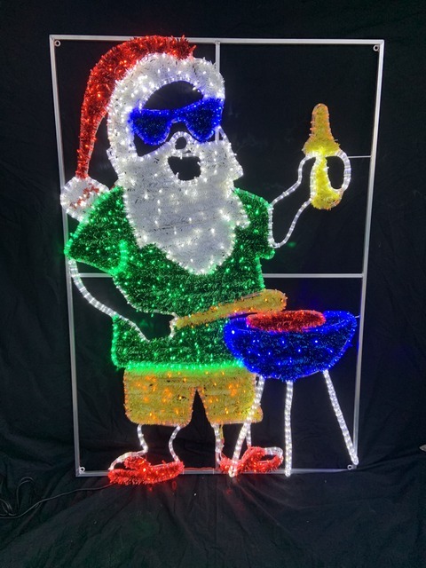 Santa with BBQ Rope Light Motif
