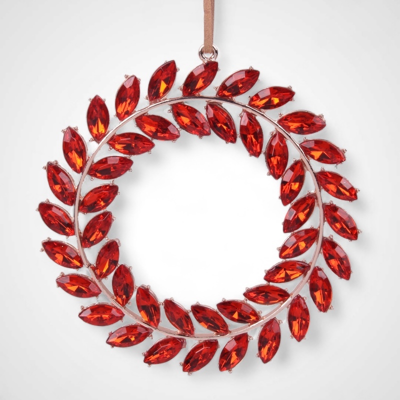 Red Crystal Wreath Tree Ornament