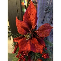 Berry Glitter Poinsettia Swag - 2 assorted