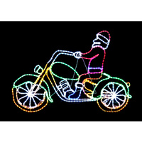 Santa on Harley Davidson Motor Bike Rope Light Motif