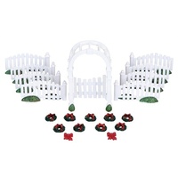 Lemax Plastic Arbor and Picket Fences with Decorations 