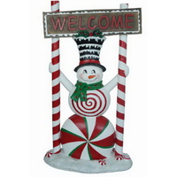 Resin Snowman with Welcome Sign