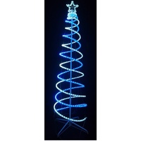 Blue and White 1.8m Tall Spiral LED Ropelight Tree