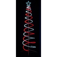 Red and White 1.8m Tall Spiral LED Ropelight Tree