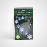 Blue and White Solar Snowflake Path Lights - 8 piece