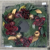 28" Deep Red Flower Deluxe Wreath