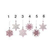 2- Pink Hanging Snowflake 9cm-