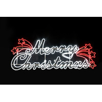 Large Merry Christmas with 5 Stars Rope Light Motif