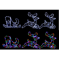 2D Multi/white Acrylic LED Sleigh with 2 reindeer