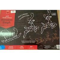 2D warm white/white Acrylic LED Sleigh with 2 reindeer
