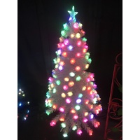 1.5m Tall White Fibreoptic Tree with LED Snowballs