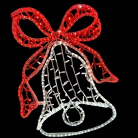 LED Bell with Red Ribbon Rope Light Motif